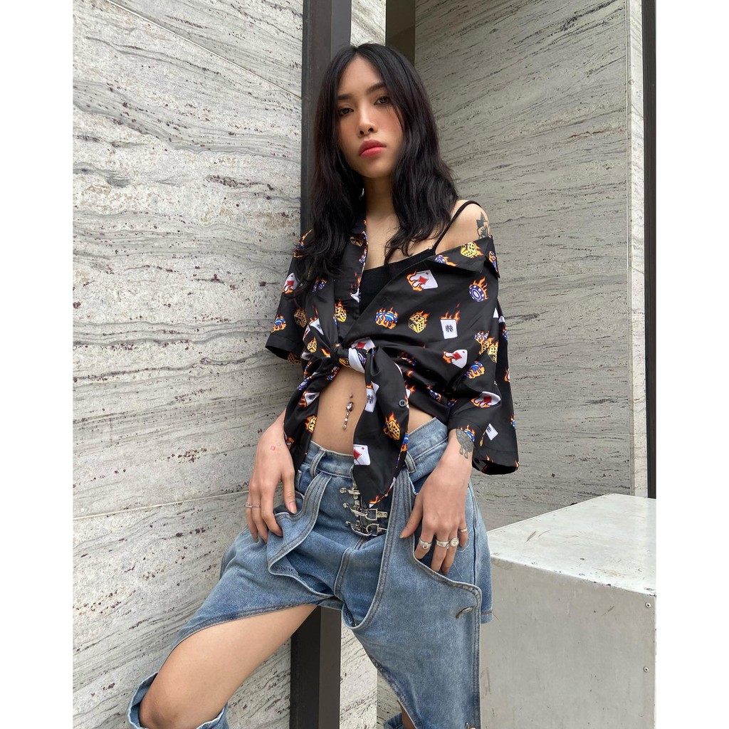 [CLIP THẬT] Áo sơ mi tay ngắn họa tiết JACKBOT mende tay lỡ, FORM UNISEX | BigBuy360 - bigbuy360.vn