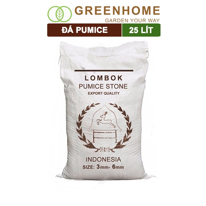 Đá Pumice 3-6mm, bao 25 lít (8-9kg), lót chậu nhỏ, trộn đất trồng sen đá xương rồng |Greenhome