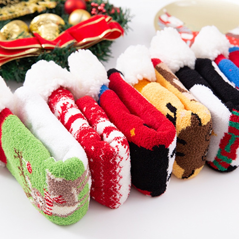 Youyo Vớ Xỏ Ngón Chống Trượt In Họa Tiết Giáng Sinh Hoạt Hình Ông Già Noel Người Tuyết Dành Cho Bạn Nữ