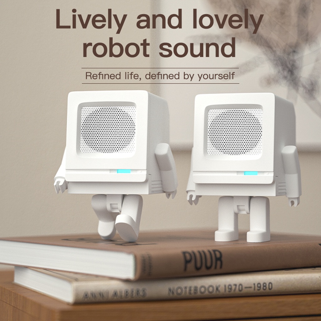 [Hàng Sẵn] Loa bluetooth Mini Robot, loa decor sáng tạo di động cho cắm trại ngoài trời trong nhà Quà tặng【Carbon070】