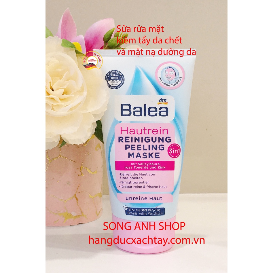 Sữa rửa mặt, tẩy da c h ết Balea Hautrein REINIGUNG PEELING MASK 3IN1