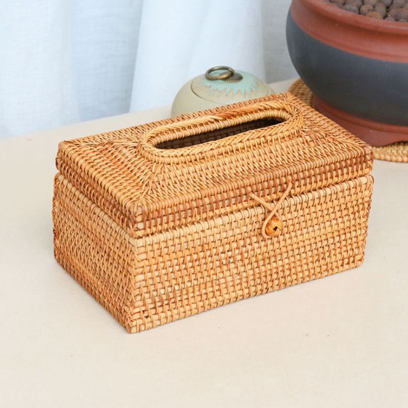 Paper Rack Rattan Tissue Box Elegant Home Decoration Handmade Case