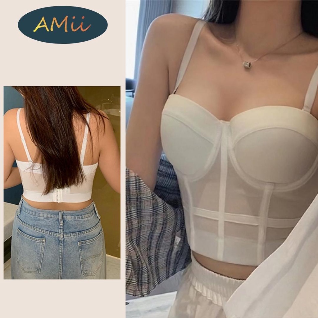 Áo Bra Không Dây Corset Vintage Amii Nâng Ngực Tạo Khe | Áo Lót Cài Sau Mặc Trong Phối Vest Gợi Cảm B002