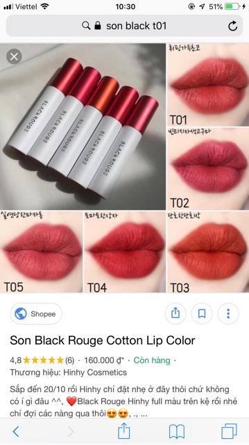 SON KEM BLACK ROUGE AIR FIT VELVET TINT | BigBuy360 - bigbuy360.vn