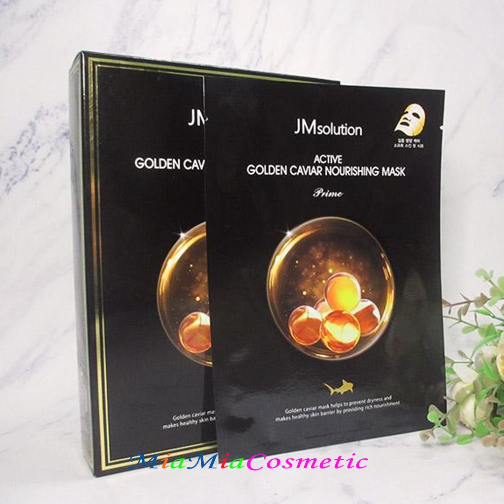 Mặt Nạ Trứng Cá Vàng (miếng lẻ) JM Solution Active Golden Caviar Nourishing Mask Prime 30ml Dưỡng Da Mềm Mịn Săn Chắc