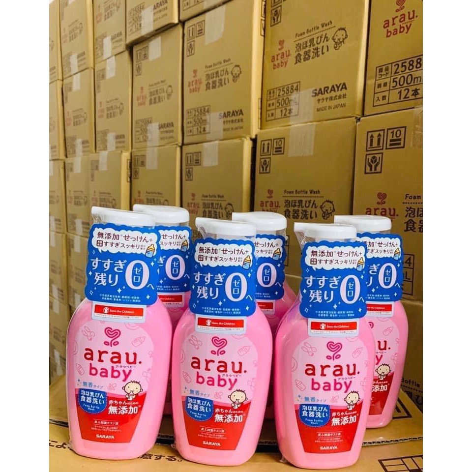 Nước Rửa Bình Sữa, Rửa Bình Arau Nhật Bản An Toàn Cho Bé Chai 500 Ml Túi 450 Ml Sạch Nhanh Kháng Khuẩn Không Cồn