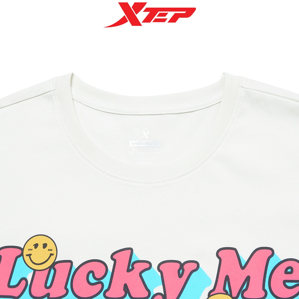 Áo phông thể thao nữ Xtep, cổ tròn, chất vải cotton mềm mại, thoáng mát, dáng unisex 878228010016