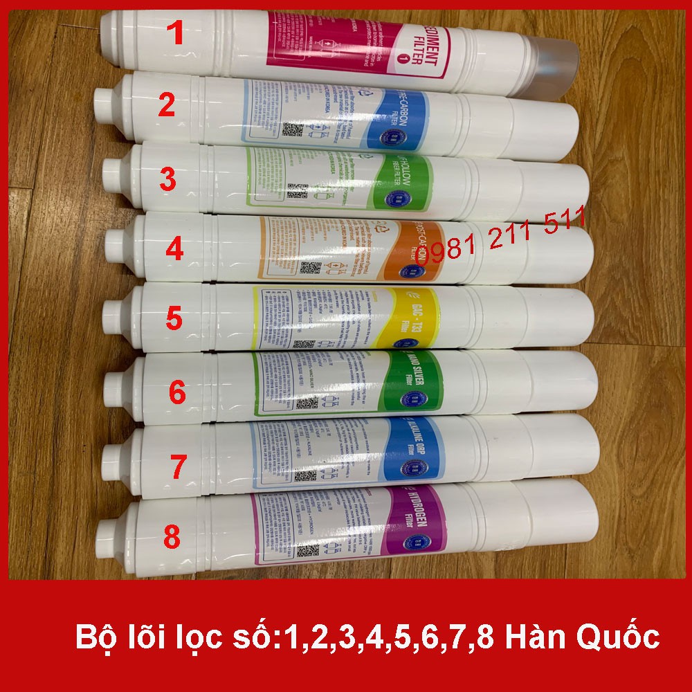 Bộ lõi lọc nước Hàn Quốc số 1,2,3,4,5,6,7,8 cho các máy lọc Coway,Korihome,Kangaroo