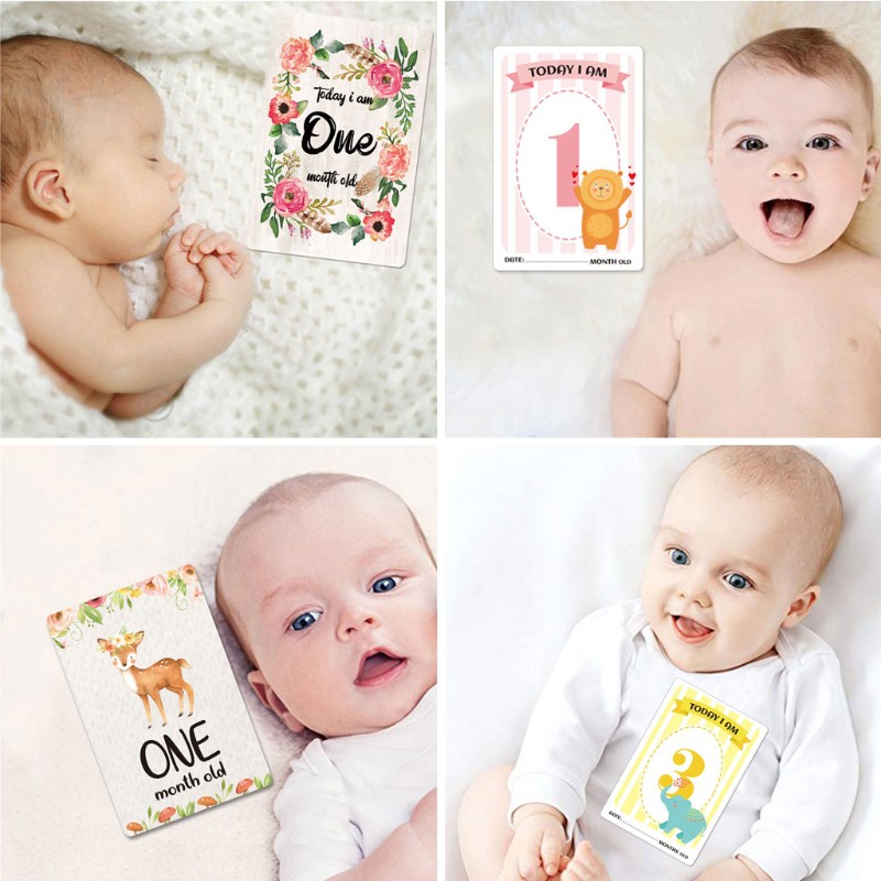 Set 12 Tấm Thiệp Tháng Tuổi Cho Bé Chụp Ảnh