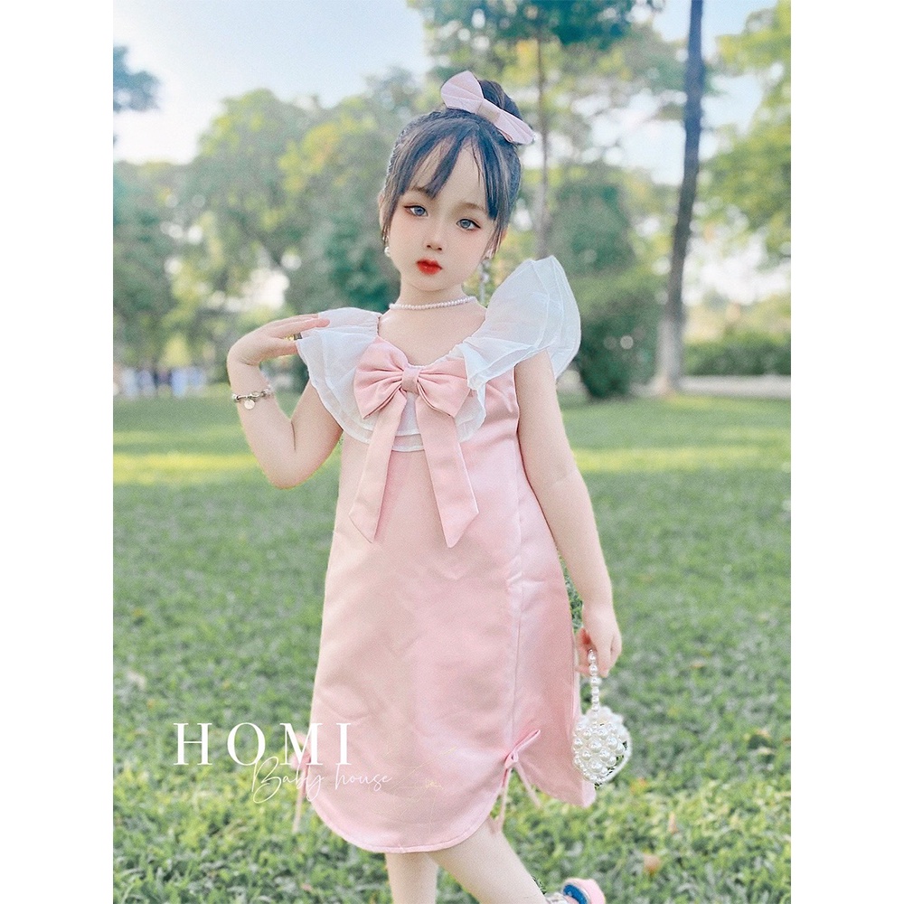 Váy công chúa cho bé gái Lolita gợn sóng màu hồng và đen HOMI BABY HOUSE đầm công chúa T20 T21 cho bé dự tiệc dạo phố