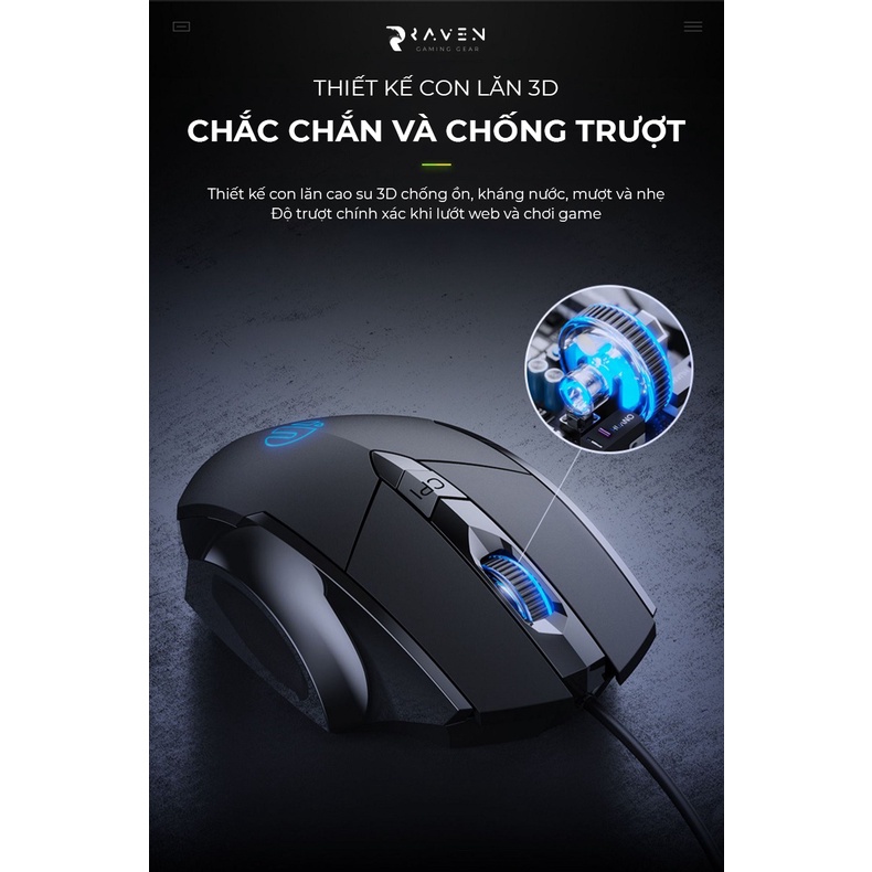 Chuột Gaming Có Dây INPHIC PW1, LED 12 Màu RGB, Thiết Kế Công Thái Học, Chống Ồn, 4000 DPI Siêu Nhạy