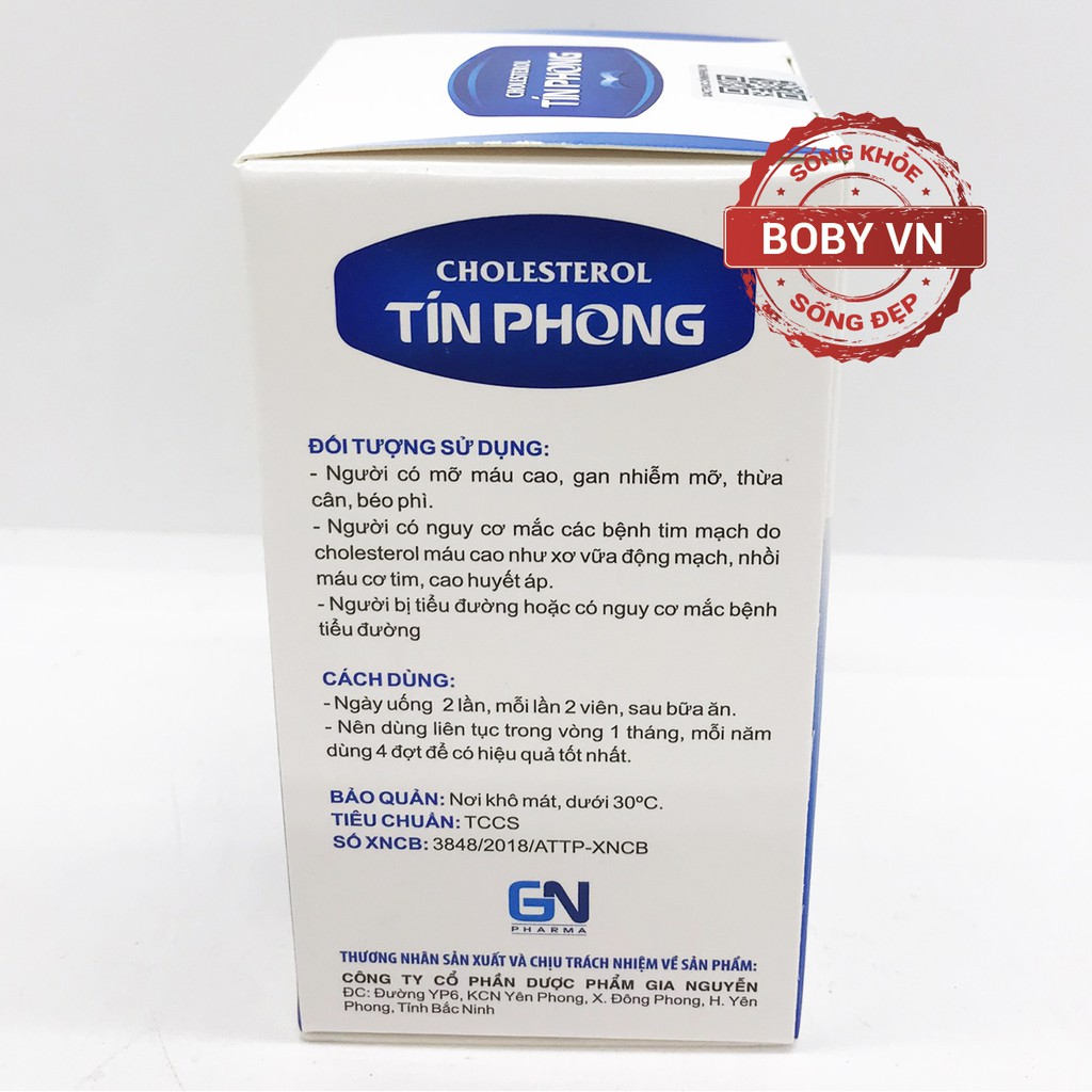 Cholesterol Tín Phong giảm nguy cơ mỡ máu cao (Hộp 1 lọ 30 viên)