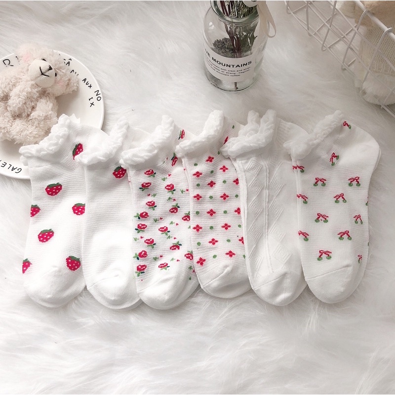Tất nhún cổ ngắn dễ thương thoáng mát dành cho bạn nữ bạn gái phong cách Nhật Bản Hàn Quốc
