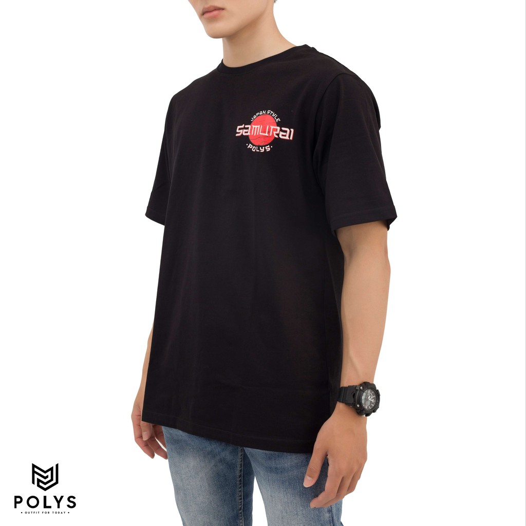 Áo Thun Tay Ngắn In Hình SAMURAI (Đen) - POLYS | Thun Cotton, Dày Dặn, Thoáng Mát, Thấm Hút, Không Phai Màu Bong Tróc