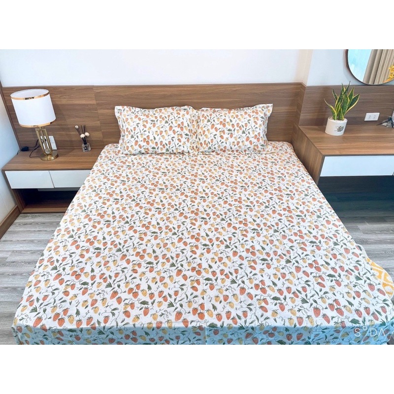 Set Ga Và 2 Vỏ Gối Nằm Cotton Living Hoạ Tiết Hoa Nhí Mềm Mát (12 mẫu -shinbedding)