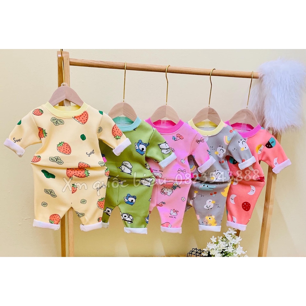 Bộ nỉ bông dày dặn họa tiết thời trang cho bé trai,bé gái phiên bản mùa đông từ 6 đến 15kg