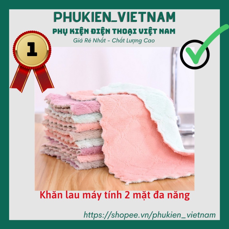 Khăn lau máy tính 2 mặt đa năng - mềm mịn, kháng khuẩn - thấm hút nước tốt combo 3 chiếc