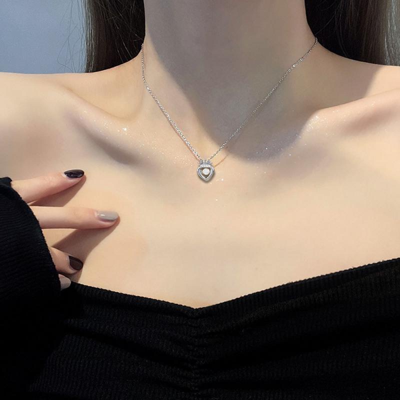 XiaoboACC Dây Chuyền Thép Titan Mặt Vương Miện Đính Đá Zircon - 38CM+6CM