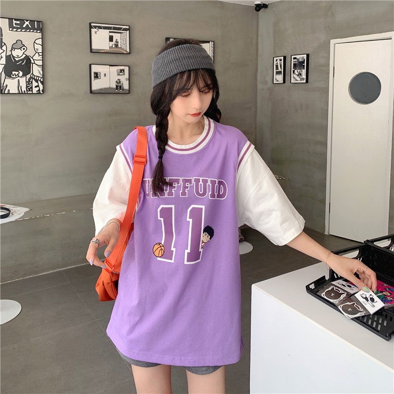 SUXI Áo Thun Bóng Rổ Ngắn Tay Dáng Rộng Thời Trang Mùa Hè Dành Cho Nữ