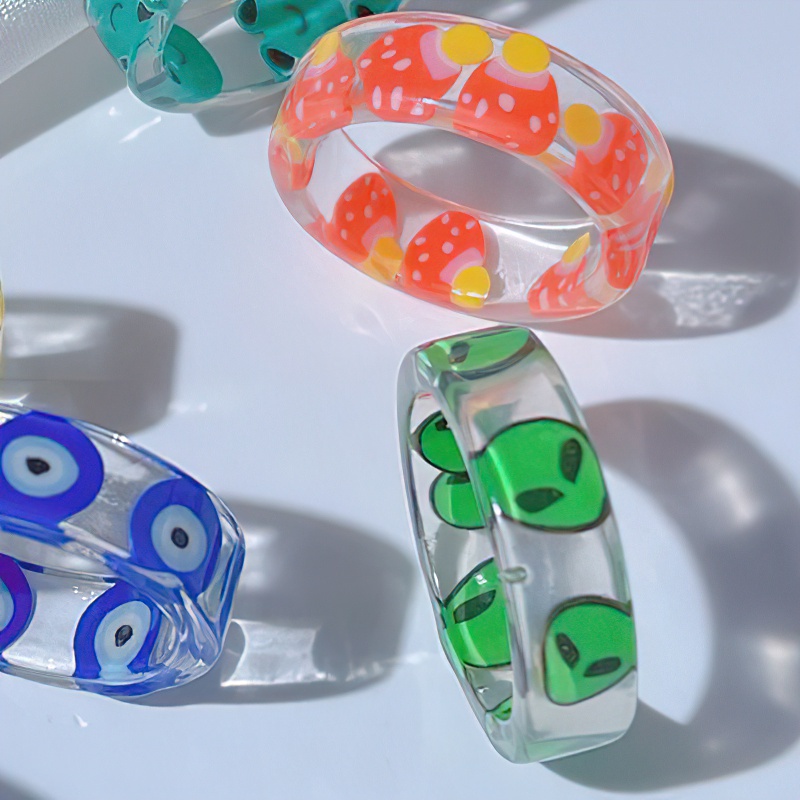 [Bán Chạy] [Nhẫn Nhựa Resin Đơn Giản Hình Chú Ếch Vệ Tinh Chi Chi] [Nhẫn Siêu Mỏng Mịn Thanh Lịch] Trang Sức Đáng Yêu Cho Bạn Nữ]