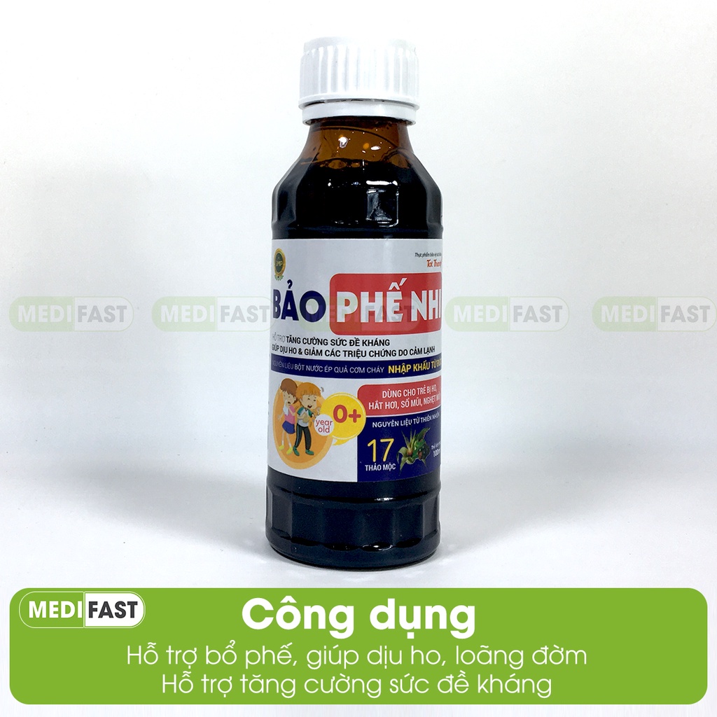 Siro giảm ho Bảo phế nhi - Hỗ trợ bổ phế, giúp dịu ho, loãng đờm từ thảo dược - Chai 100ml
