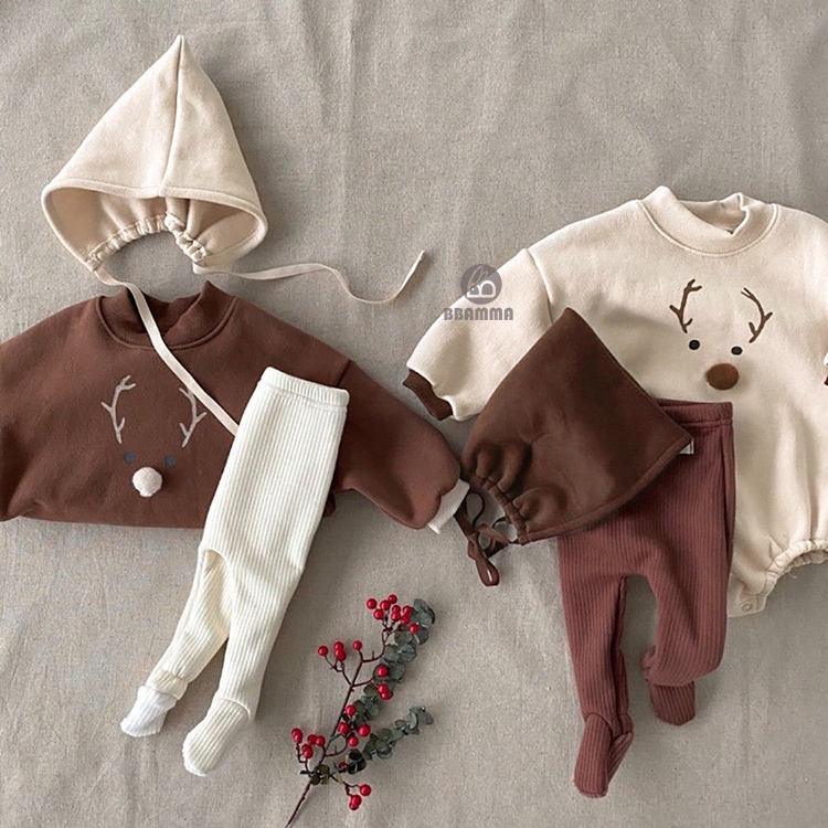 Áo Hoodie Nỉ Bông Cho Bé Chất Dày Dặn Hình Tuần Lộc Cực Yêu [Tặng kèm mũ]