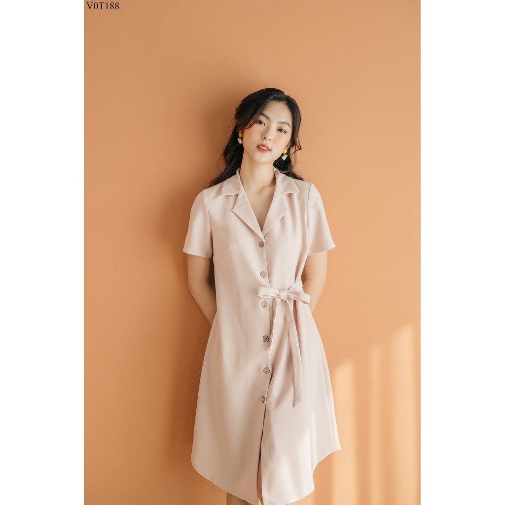 đơn 99K] Váy suông nơ eo cổ vest TIIN STORE V0T188 | BigBuy360 - bigbuy360.vn