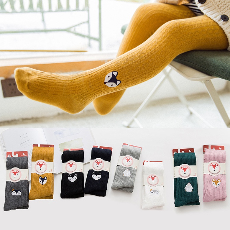 Quần tất cho bé, quần legging thêu hình gấu có bàn cực xinh dáng ôm gọn QATE04