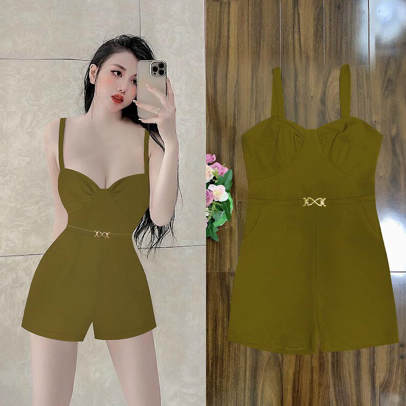 Jumpsuit ngắn jum short cúp ngực 2 dây kèm belt xinh xắn J1173 | BigBuy360 - bigbuy360.vn