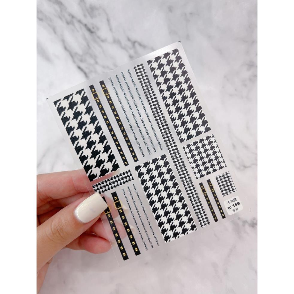 Sticker lụa kẻ dạ hot trend miếng dán móng tay nail