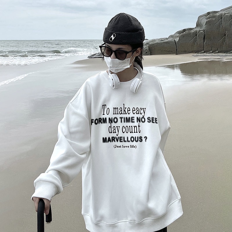 NRVP Áo Hoodie Nữ Tay Dài Dáng Rộng Thời Trang Phong Cách Hàn Quốc