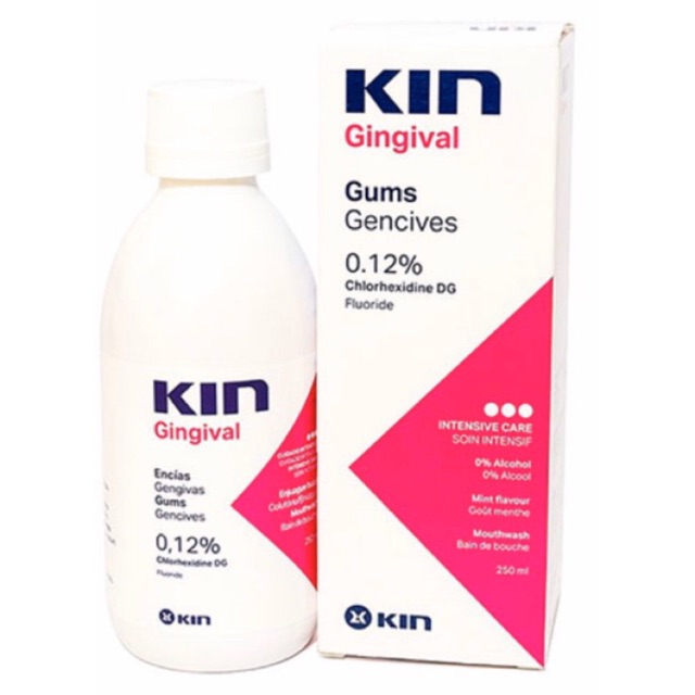 [NOWSHIP] Nước súc miệng KIN GINGIVAL 250ml (Chlohexidine 0.12%) sát khuẩn họng, ngừa viêm nướu [dvcareshop]