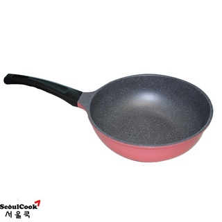 Chính hãng - Chảo đúc sâu lòng 26 cm màu hồng chống dính vân đá Ecoramic Hàn Quốc cao cấp