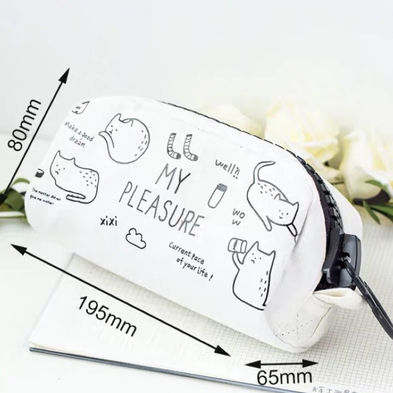 Túi Đựng Bút Bằng Vải Canvas Cỡ Lớn Có Khóa Kéo H09 Taro Stationery