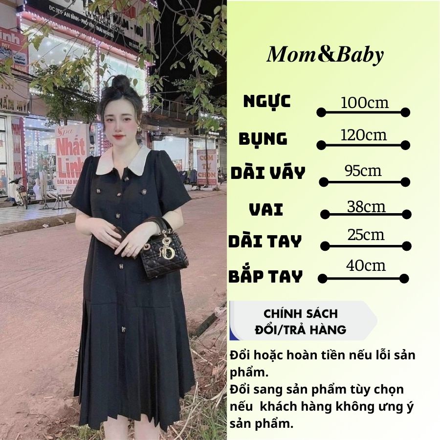 Váy Bầu Đầm Bầu Mùa Hè Cổ Sen Tay Bồng Công Sở Dáng Suông Chân Xếp Ly M585 Mom and Baby