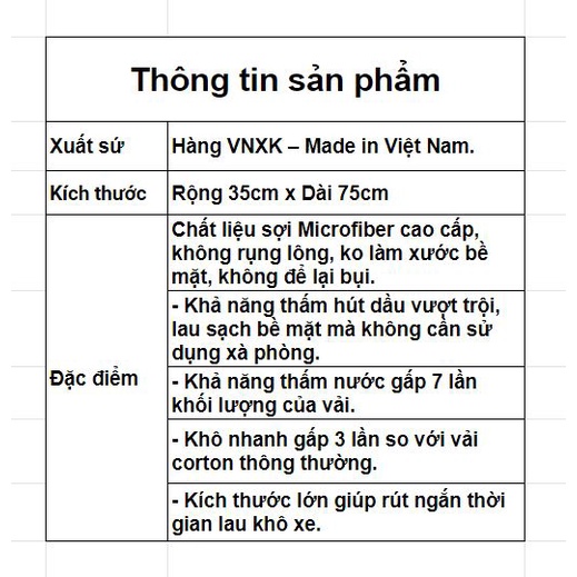 Khăn lau ô tô xe máy đa năng Microfiber không sổ lông siêu thấm hút vệ sinh nhà bếp bàn kính 35x75cm Nhật Bản Mart