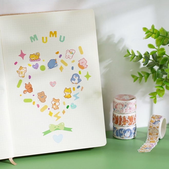 Băng Keo Washi Họa Tiết Hoạt Hình Dùng Trang Trí DIY