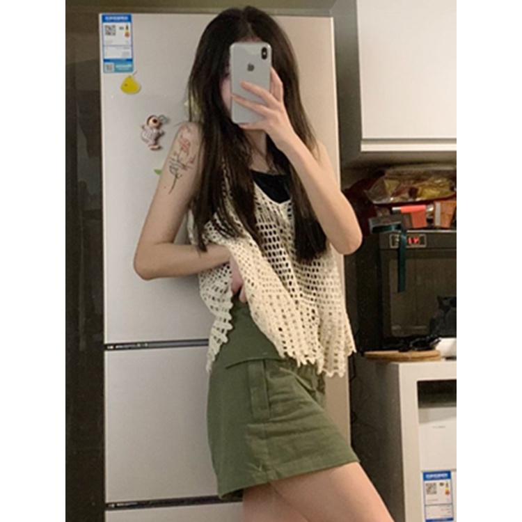 QADCOL  Áo Lửng Dệt Kim Không Tay Thời Trang Mùa Hè Dành Cho Nữ