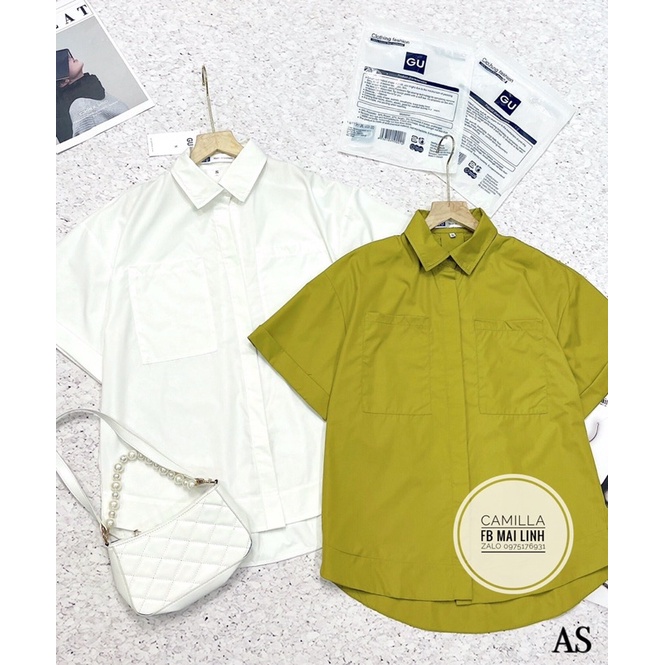 [Mã FAMARAL1 giảm 10K đơn 50K] ⚡️ỐNG RỘNG⚡️Áo sơ mi cổ đức dáng rộng 2 màu xanh cốm và trắng | BigBuy360 - bigbuy360.vn