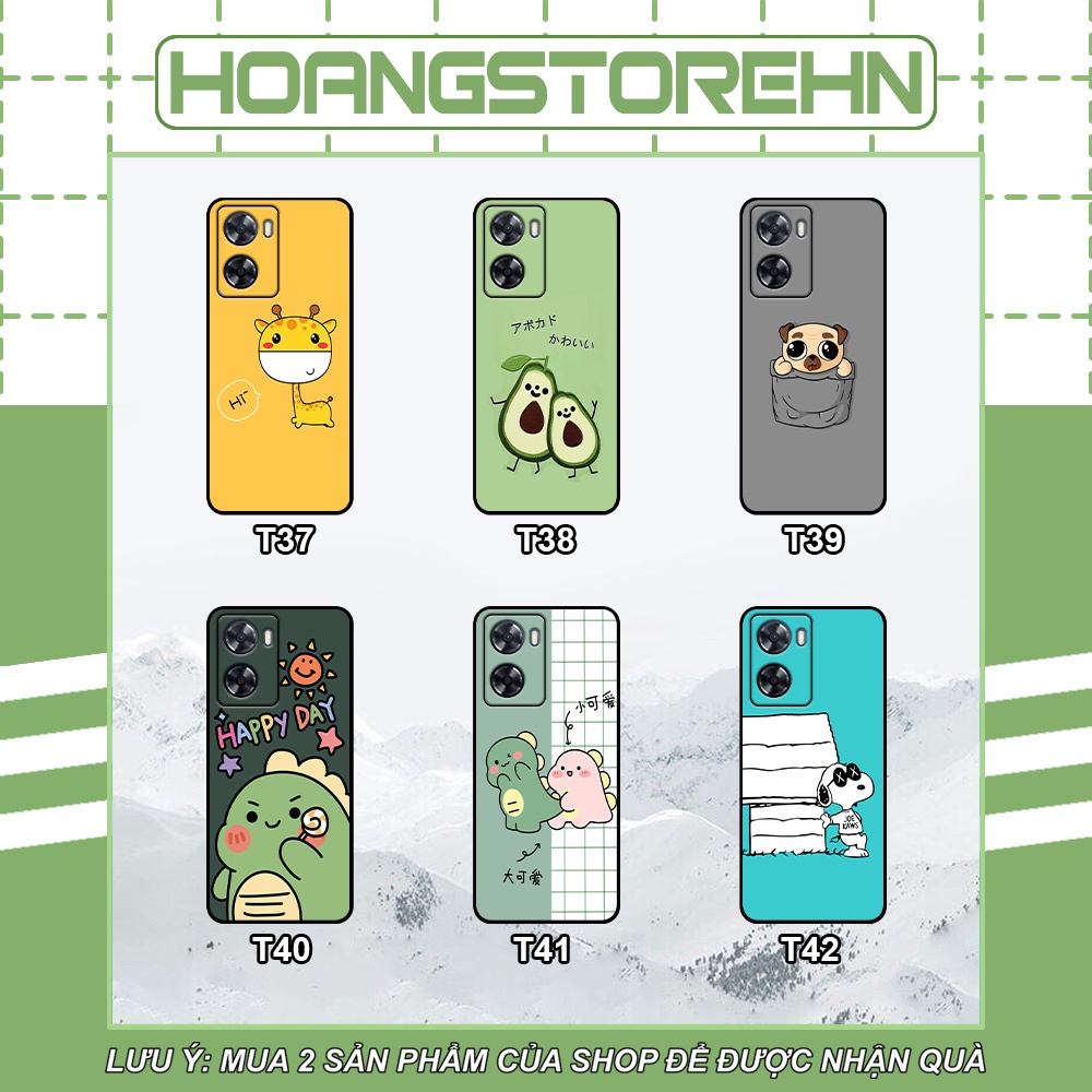 Ốp Oppo A57 2022 in hình quả bơ, hươu, khủng long siêu dễ thương
