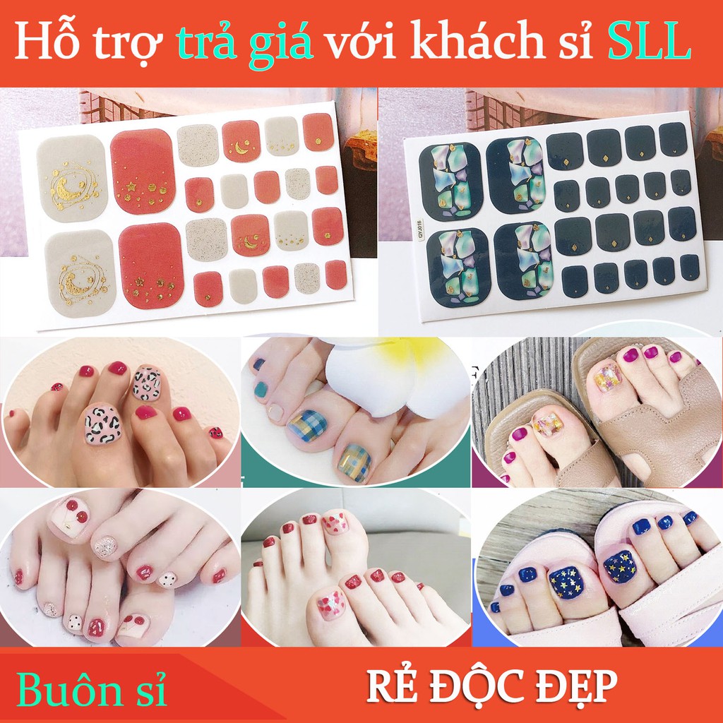 20 mẫu miếng dán móng chân nail nhũ đính đá N05-1