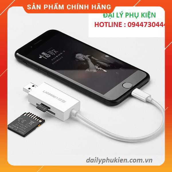 Đầu đọc thẻ nhớ SD / TF cho iPhone / iPad / iPod chuẩn MFi Ugreen 30612 dailyphukien