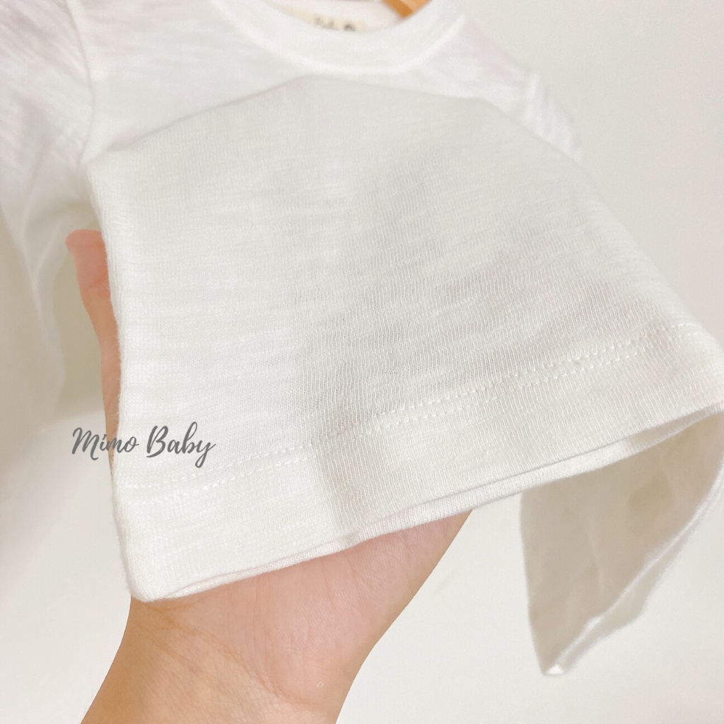 Áo phông dài tay đính gấu vải cotton xước mùa thu đông cho bé QA47 Mimo Baby