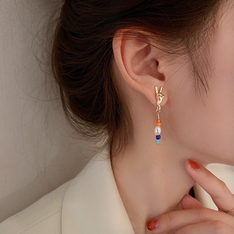 Bông tai hình mặt cười đáng yêu phong cách bất đối xứng cho nữ