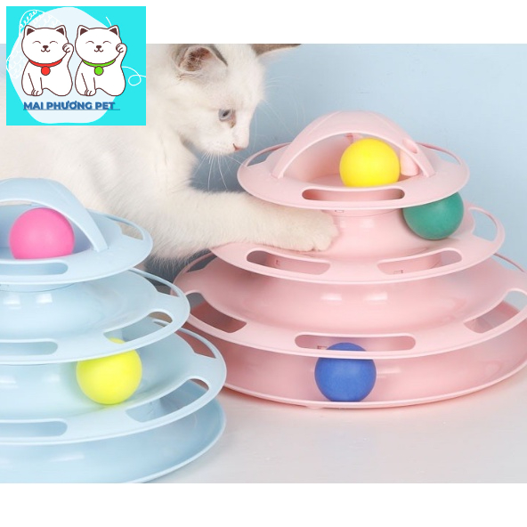 Tháp bóng 3 tầng vui nhộn đủ phụ kiện cho mèo