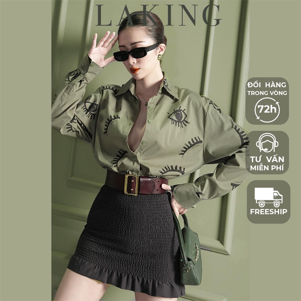 Áo sơ mi nữ xanh rêu LAKING HOUSE