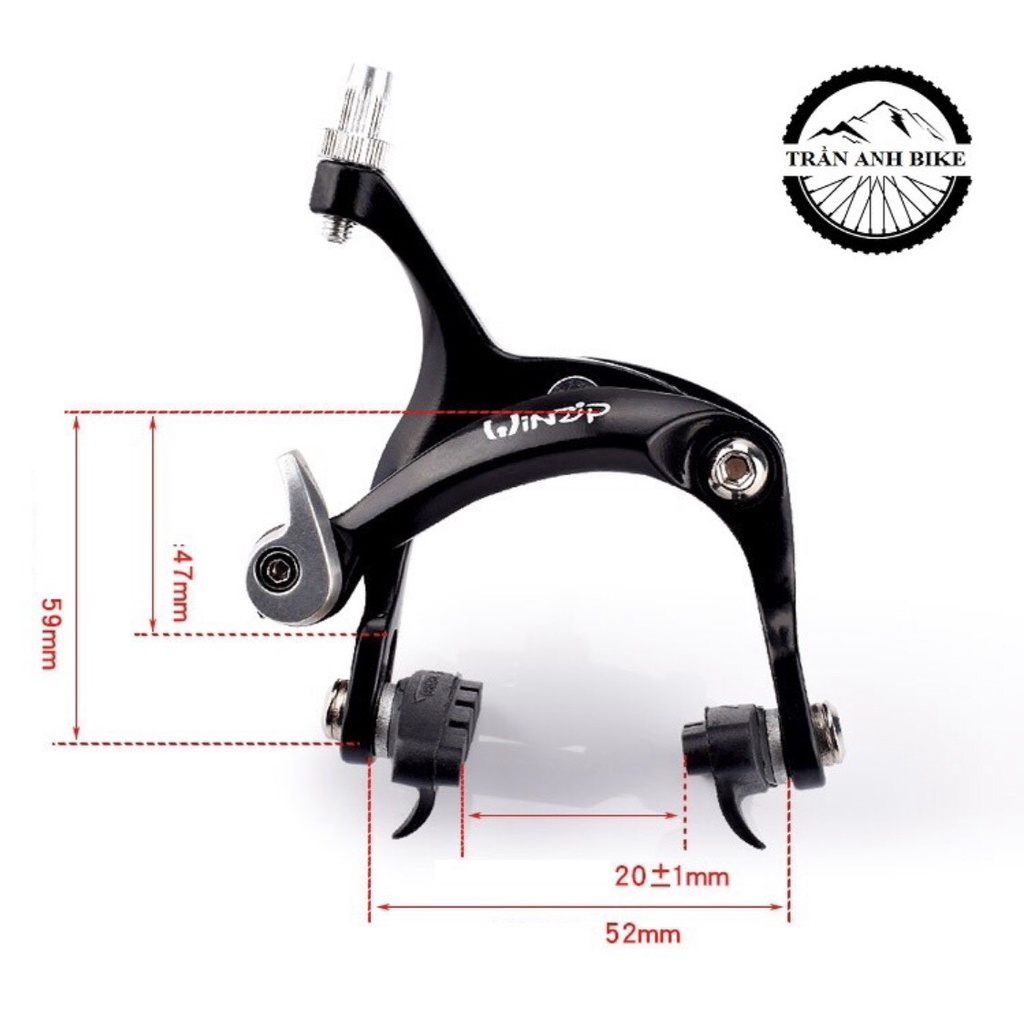 Bộ ngàm thắng road nhôm xe đạp 3 lá Winzip - BN3lwinzip