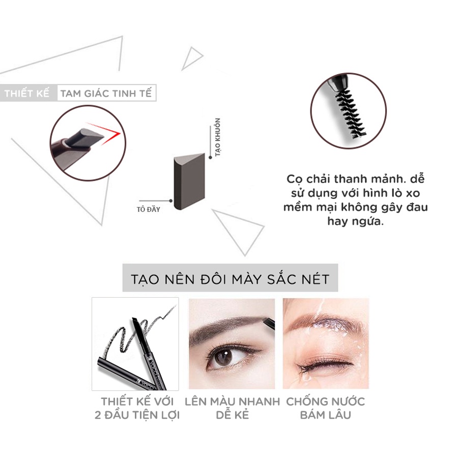 Chì kẻ mày định hình không trôi Vacci Auto Eyebrow Pencil - Thiết kế thông minh, dễ vẽ