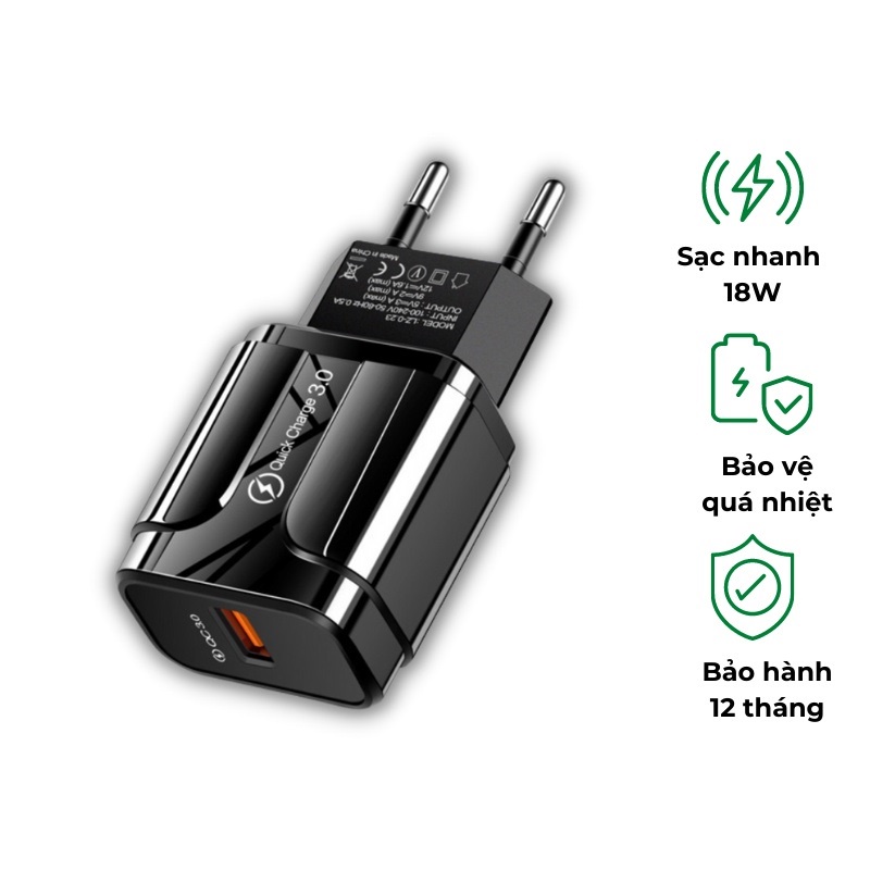 Củ sạc nhanh 18W-3A,cốc sạc nhanh cho ĐT táo ,SS type c,micro usb android giá rẻ - củ sạc nhanh 1 cổng và 4 cổng