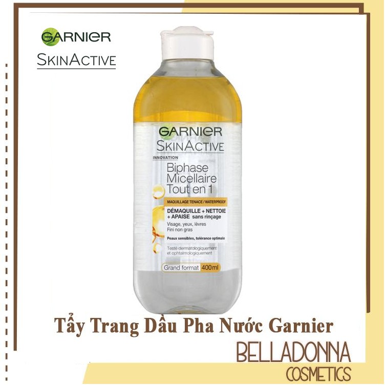 Tẩy trang dầu pha nước Garnier Biphase Micellaire Tout En 1 400ml